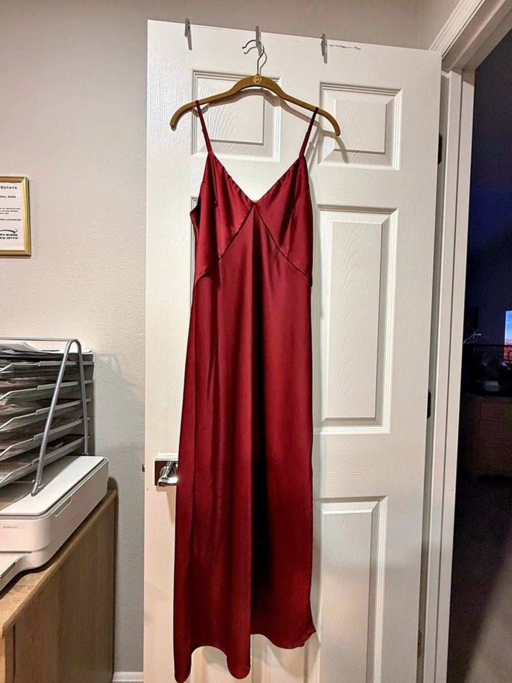 A New Day - Satin Look Maxi Dress in Red Burgundy - Size Medium - Like New